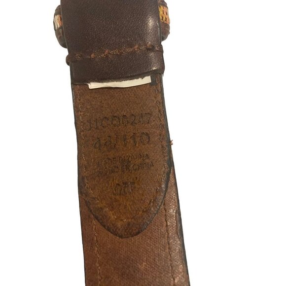 Columbia Mens 44 Belt Brown Leather Multi Color Embroidered Southwest Woven - Picture 7 of 10